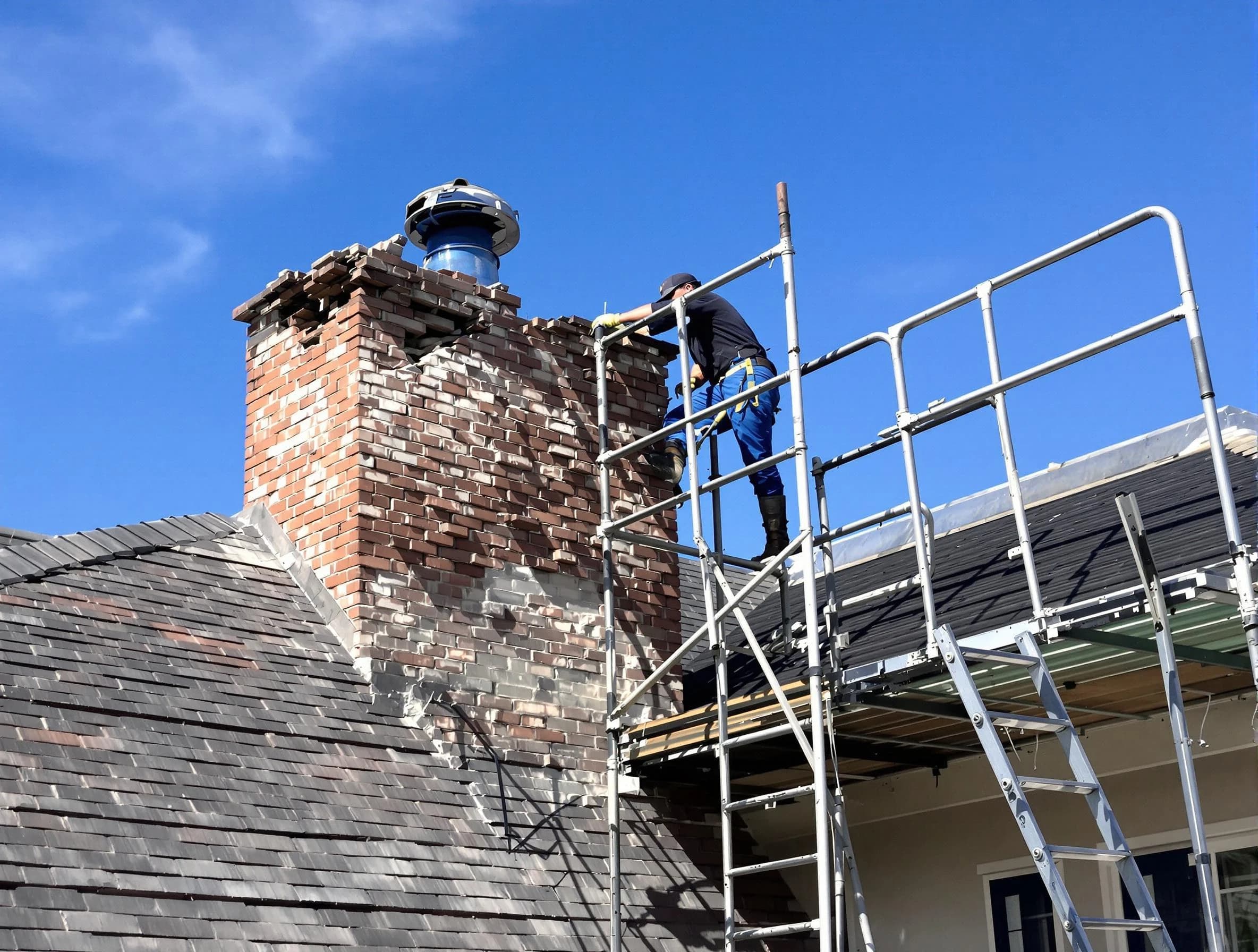 Rebuilding a chimney structure by Old Bridge Chimney Sweep in Old Bridge, NJ