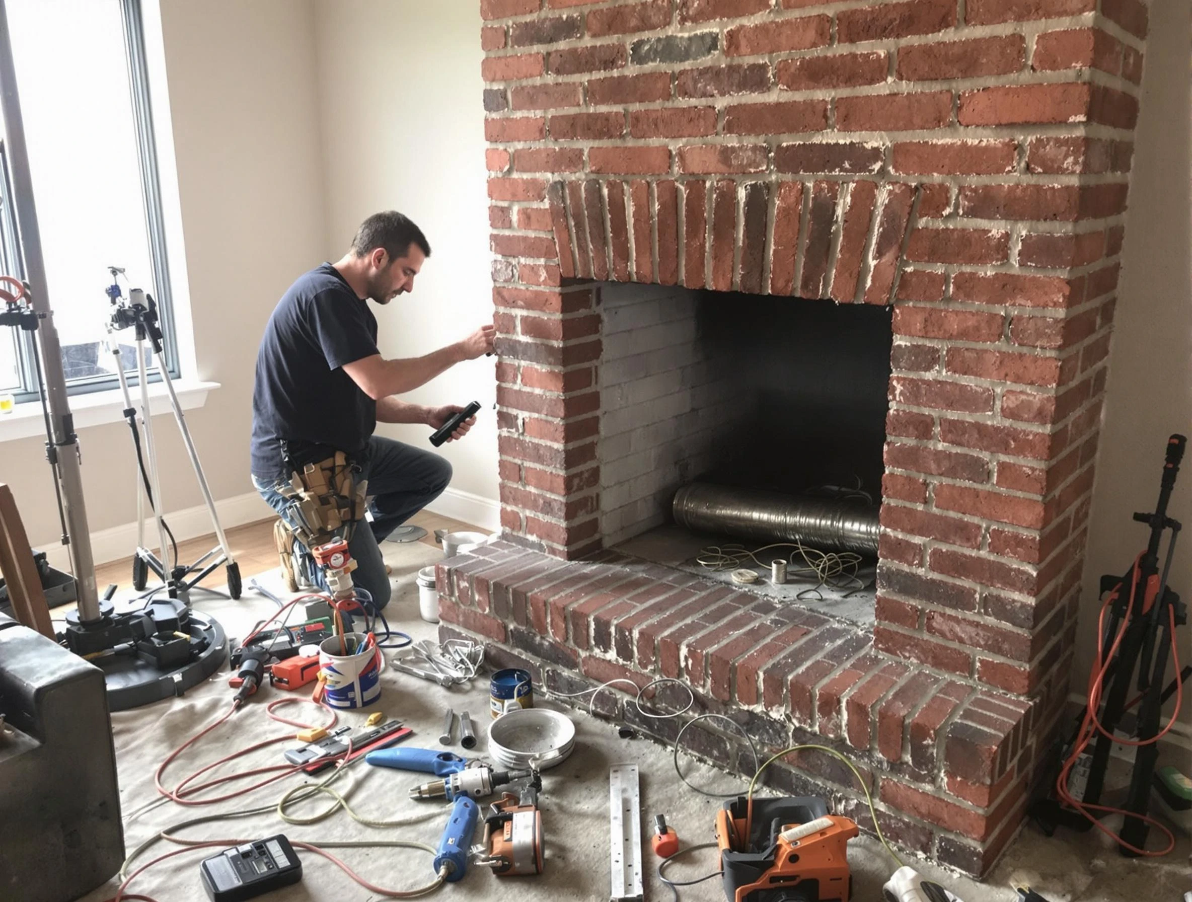 Old Bridge Chimney Sweep specialist finalizing chimney liner service in Old Bridge, NJ